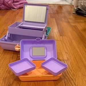 Caboodles Lavender and Tangerine Makeup Organizer with Mirror